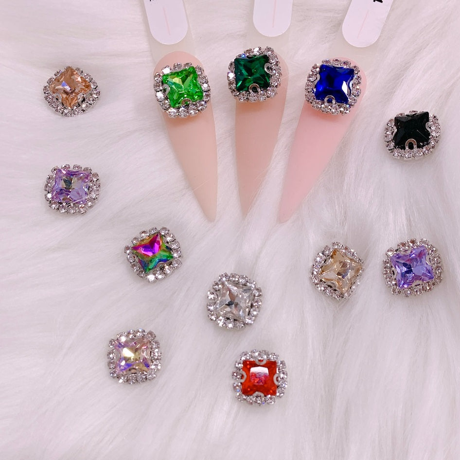 Charm Nails with Rhinestone Summer Bling Nails. 3D Nail Art Charms, colorful Rhinestones. With different designs, these nail gems make your nail look stunning and unique.