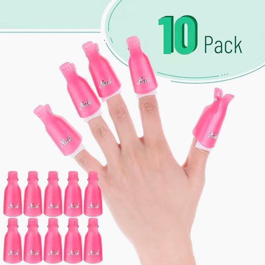 Nail Polish Remover Clips, 10 Pcs Reusable Soak Off Gel Plastic Nail Art Soak Off Clip Caps UV Gel Polish Removal