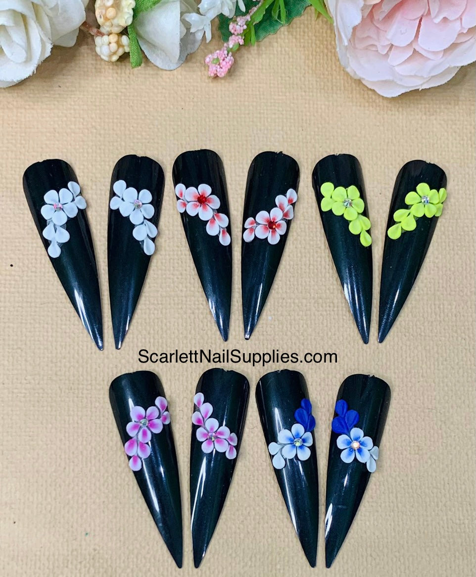 4pcs 3D Acrylic Nail Flowers