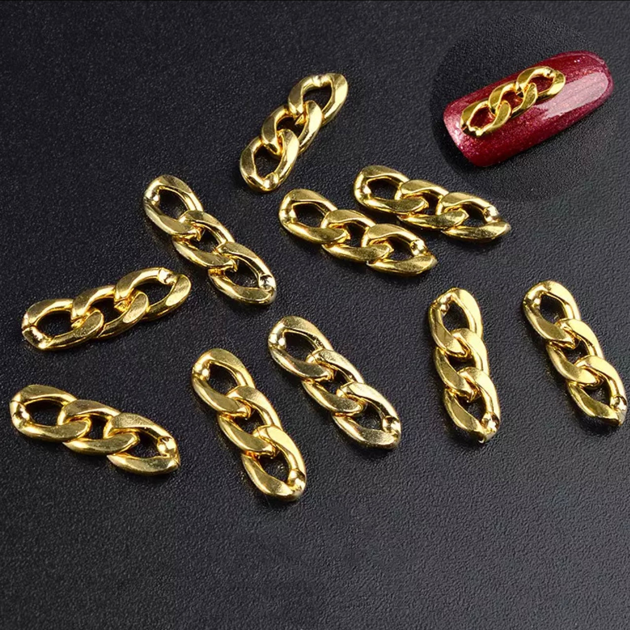 15pcs String Metal Nail Charm - Gold color