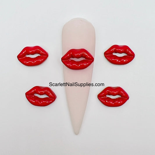 4pcs Red Lip Nail Charm Valentine charm