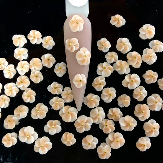 4 Pieces White Acrylic 3D Flowers Nails
