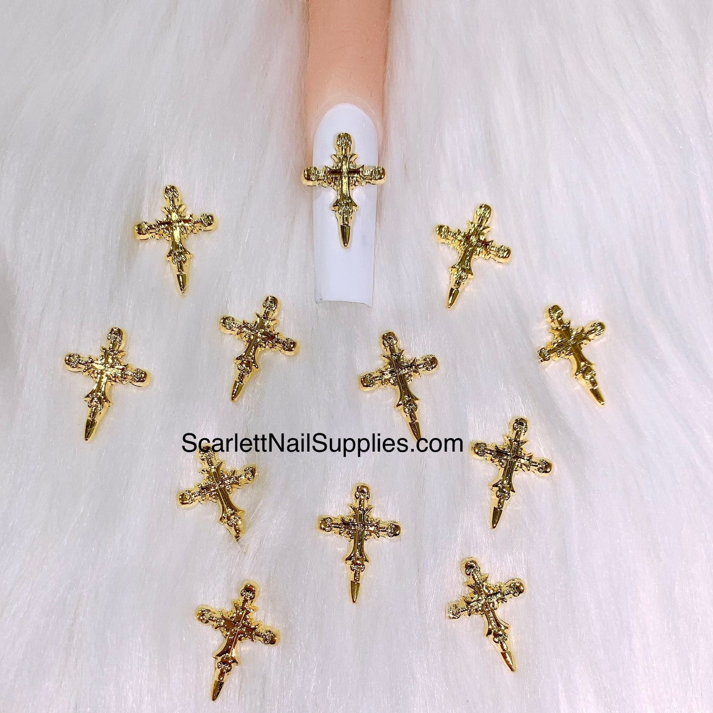 15pcs Gold XL cross charms