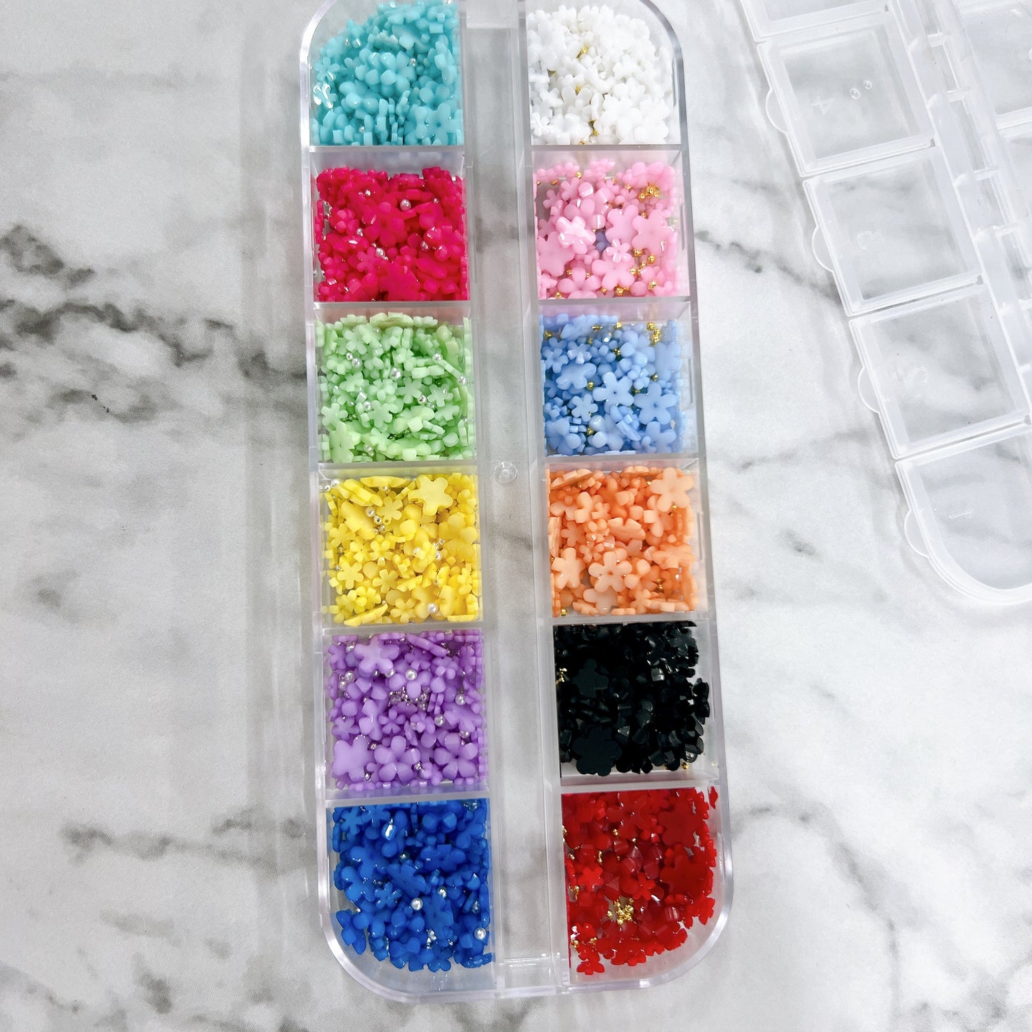 Mixed 12 colors of Mini Resin 3D Flower Nails