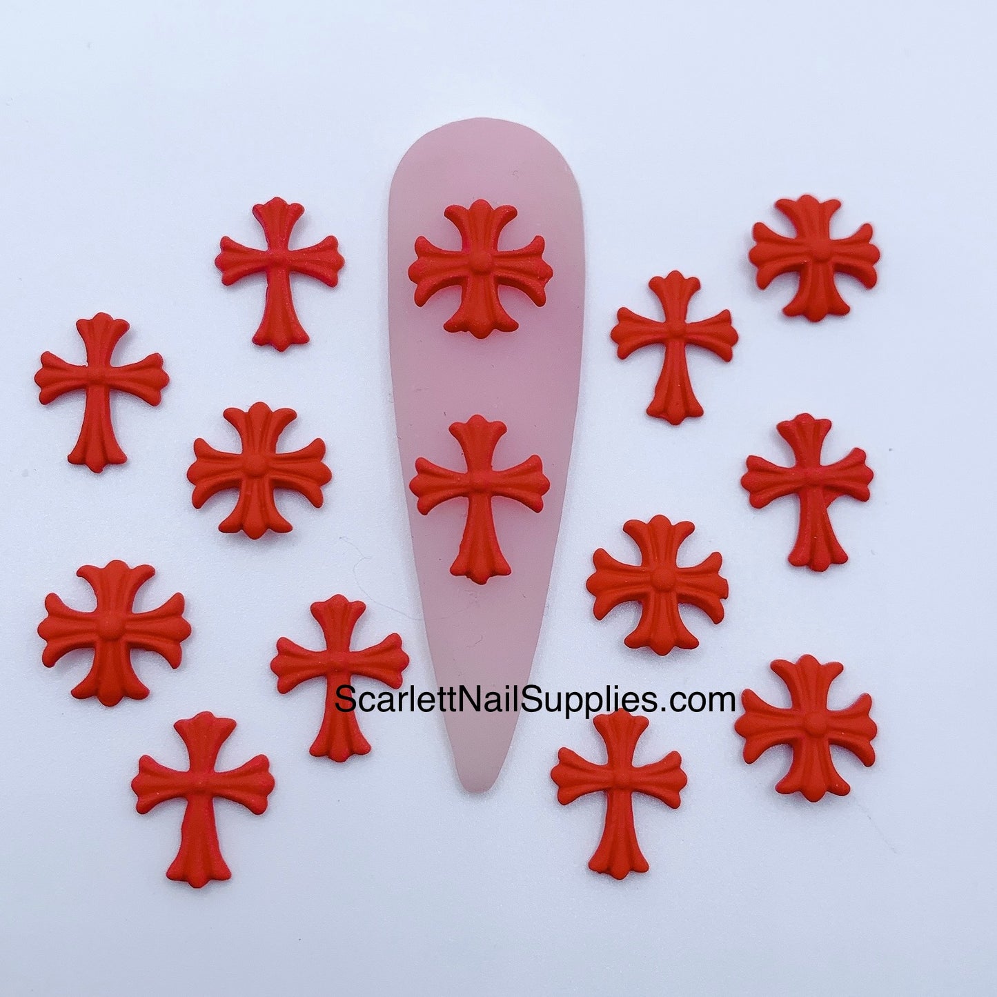 15pcs Mix 3D  Light Red cross charms