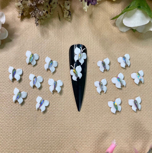 04 Pieces Acrylic 3D Flowers Nails 3D Butterfly