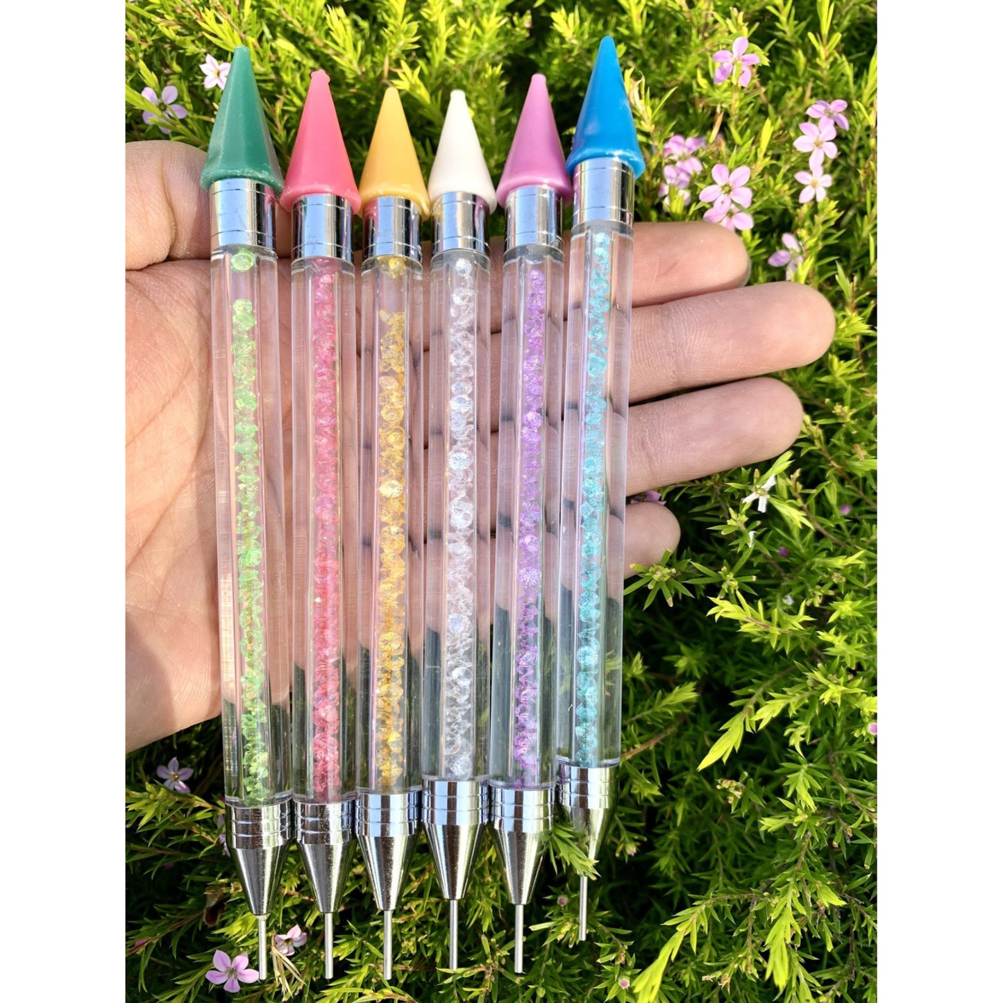 Dual-ended Wax Pencil Gems Crystals Rhinestone picker with 6 colors for selection.